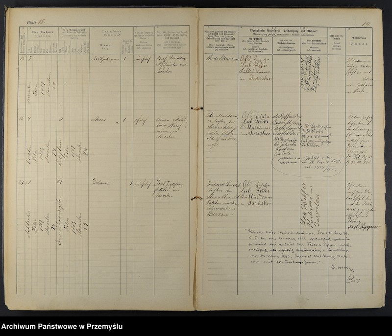 image.from.unit.number "Geburtsmatrik des israelitischen Matriken-Bezirkes Jaroslau pro 1889"
