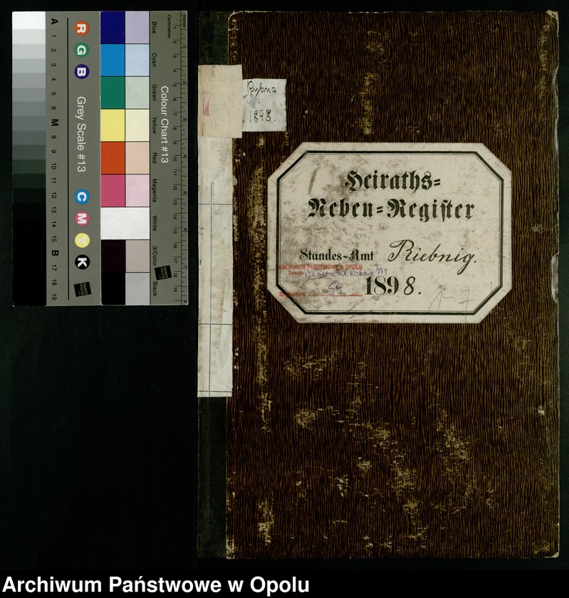 Obraz 3 z jednostki "Heiraths-Neben-Register Standes-Amt Riebnig 1898"