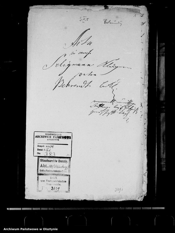 image.from.unit.number "Acta der 2 Klagen des Seligmann contra Behrendt wegen Beleidigung und Verläumdung"