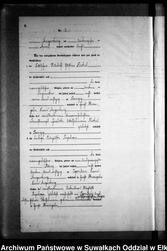 image.from.unit.number "Heirats-Neben-Register des Preussischen Standes-Amtes Gr. Strengeln Kreis Angerburg"