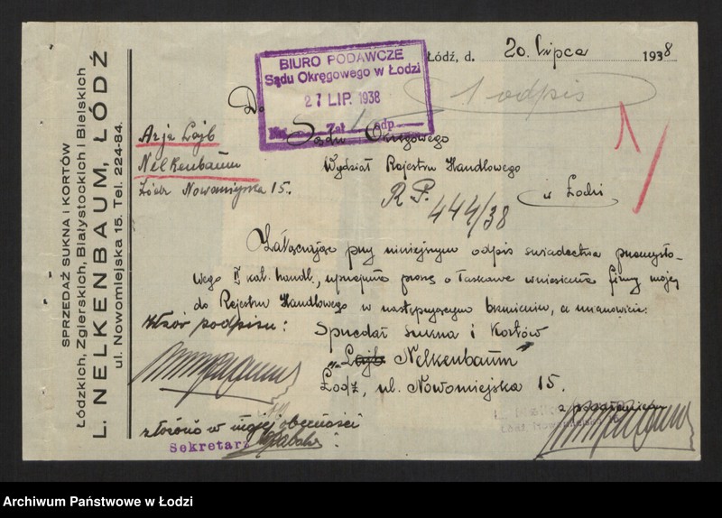 Obraz 3 z jednostki "Aria Lajb Nelkenbaum- sprzedaż sukna i kortów"