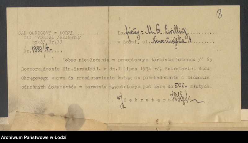 Obraz 10 z jednostki "Moszek Binen Zwilling - sprzedaż towarów manufakturowych"