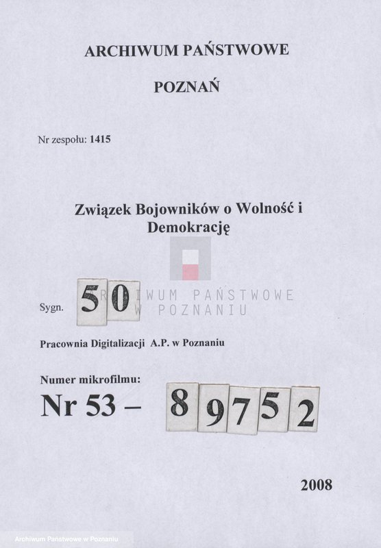 Obraz 1 z jednostki "Wykazy władz naczelnych Związku Bojowników o Wolność i Demokrację."