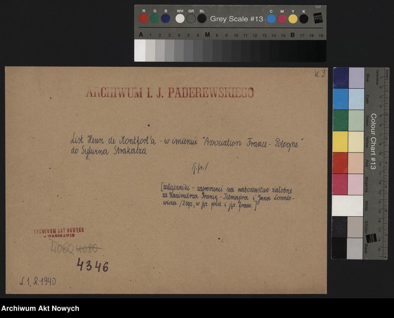 image.from.unit.number "Association France-Pologne; Załączniki: zaproszenie na nabożeństwo żałobne za Kazimierza Przerwę-Tetmajera i Jana Lorentowicza (2 egz., j. pol. i j. fr.); L.1"