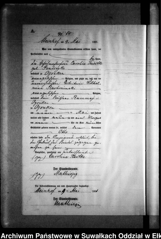 image.from.unit.number "Geburts-Neben-Register des Preussischen Standes-Amtes Gr. Strengeln Kreis Angerburg"