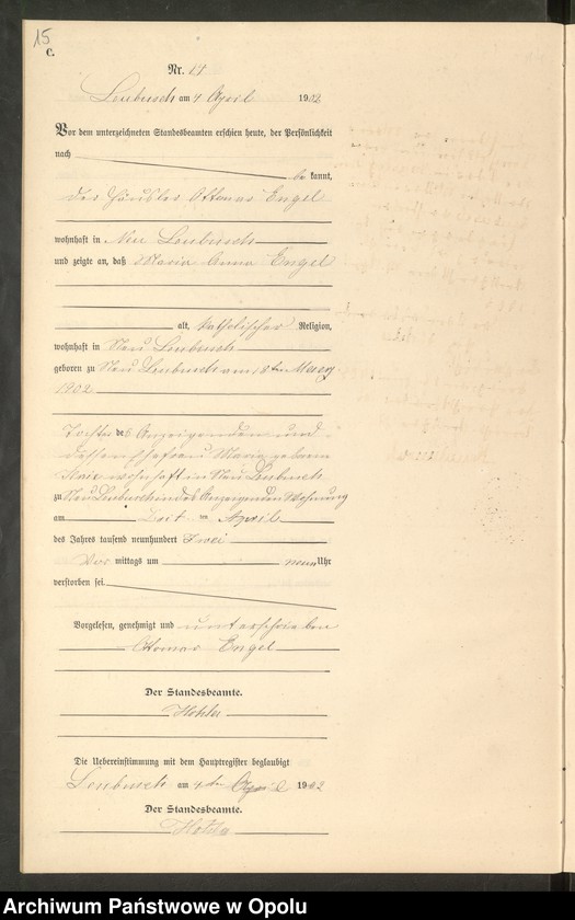 image.from.unit.number "Sterbe-Neben-Register Standes-Amt Leubusch 1902"