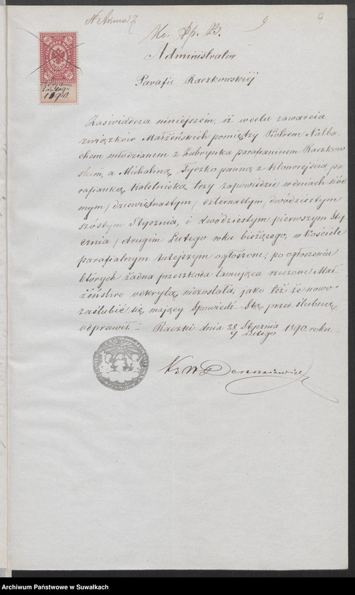 image.from.unit.number "Dokumenty do akt małżeństw parafii rzymskokatolickiej w Kaletniku"