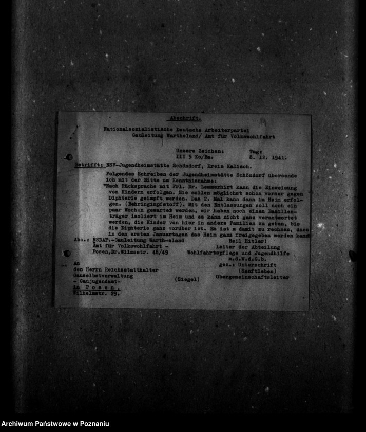 Obraz 18 z jednostki "Schriftwechsel mit Gaujugendamt betreffend ehemalige Heimkinder [Korespondencja w sprawie przyjęcia dzieci oraz ich dalszych losów]."