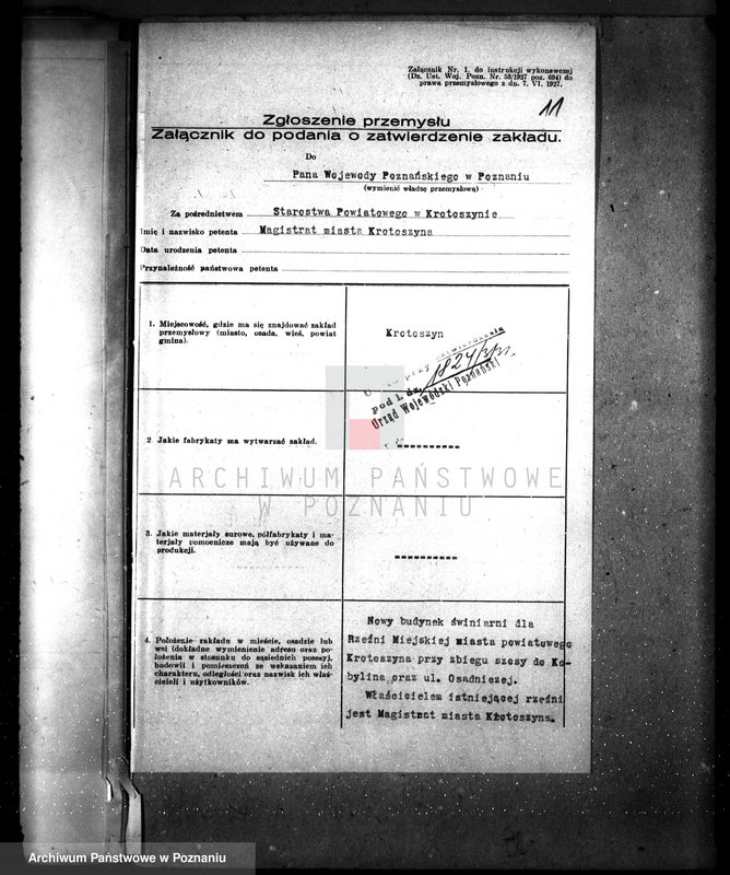 image.from.unit.number "Zatwierdzenie projektu zakładu przemysłowego /Rzeźni/ nr 460 własność Magistratu m. Krotoszyna"