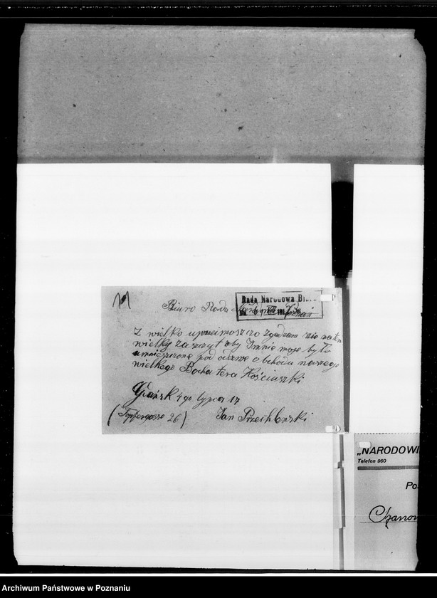 Obraz 15 z jednostki "Rok Kościuszkowski - korespondencja związana z obchodami setnej rocznicy śmierci Tadeusza Kościuszki."