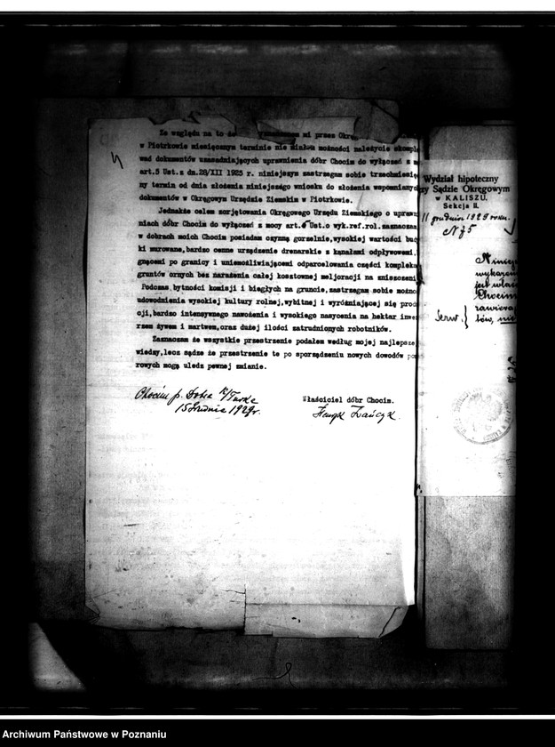 Obraz 8 z jednostki "Wyłączenie z art. 4 i 5 ustawy z dnia 28.12.1925 r. o wykonaniu reformy rolnej majątku Chocim powiatu tureckiego"