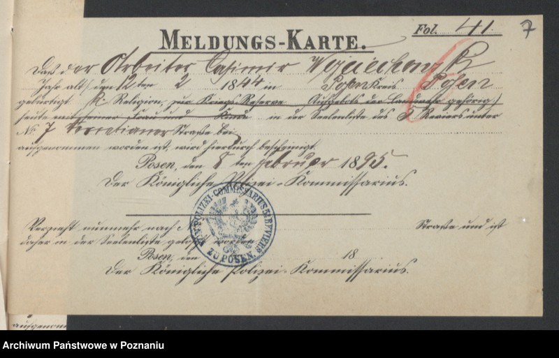 Obraz 9 z jednostki "Die von den Verlobten beigebrachten Urkunden zur Eheschliessung pro 1895"