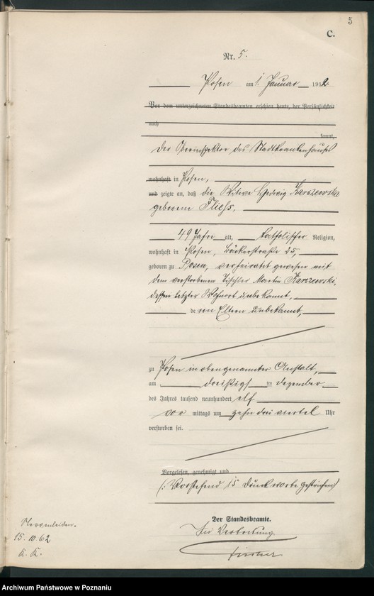 Obraz 7 z jednostki "Księga miejscowa zgonów tom I [Rejestr główny zgonów]"