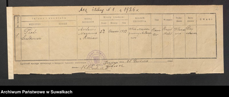 image.from.unit.number "Aneksa do aktów zaślubionych rz.kat. parafji Puńsk z r. 1926"