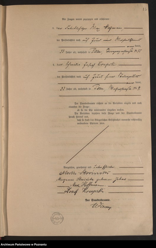 Obraz 17 z jednostki "Księga miejscowa małżeństw tom I [Rejestr główny małżeństw]"