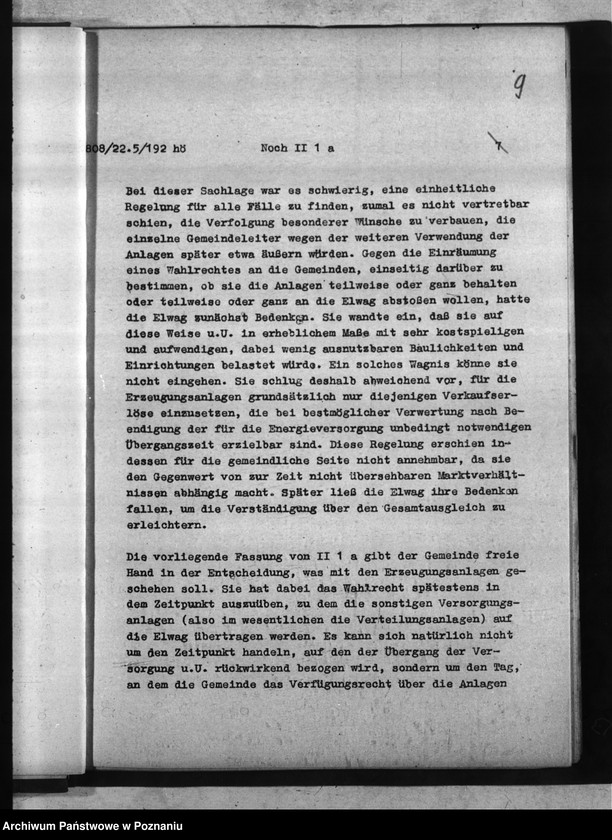 Obraz 13 z jednostki "Erläuterungen zu den Richtlinien für die Übertragung gemeindlicher Elektrizitätsversorgungsunternehmen auf die Elektrizitätswerke Wartheland A.G. - Posen"