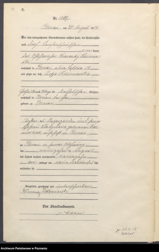 Obraz 6 z jednostki "Księga miejscowa zgonów tom V [Rejestr główny zgonów]"