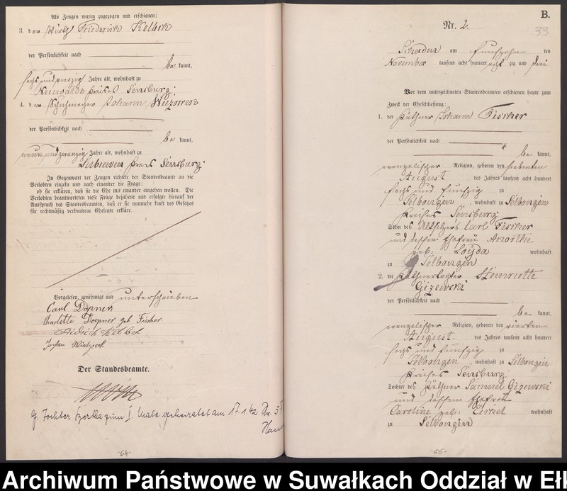 image.from.unit.number "Heiraths-Haupt-Register des Königlich Preussischen Standes-Amtes Schaden Kreis Sensburg"