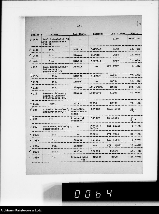 Obraz 18 z jednostki "Nähmaschinen. [Korespondencja w sprawie zakupu, transport i rachunki]"