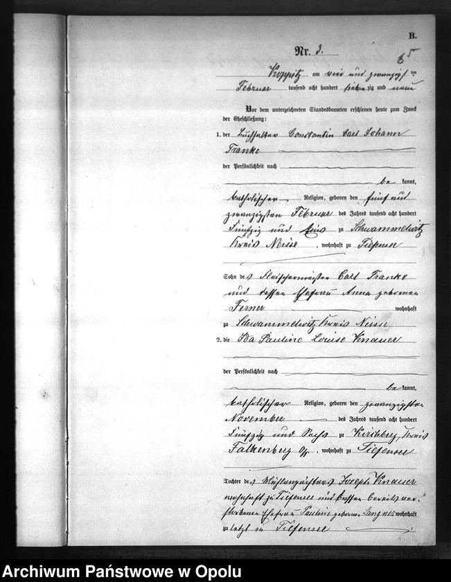Obraz 8 z jednostki "USC Kopice. Księga akt małżeństw rok 1879"
