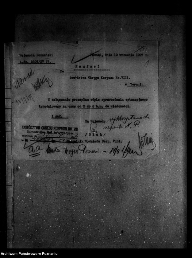 Obraz 5 z jednostki "Sprawozdania sytuacyjne tygodniowe za czas od 2 września do 27 października 1927 r."