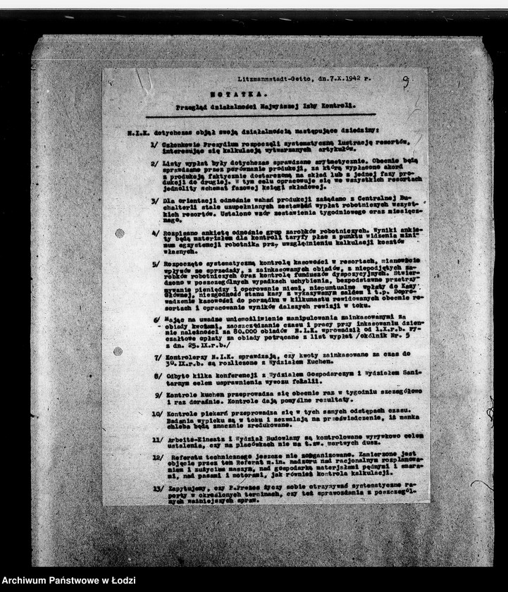 Obraz 12 z jednostki "[Instrukcje kontrolne, regulaminy Najwyższej Izby Kontroli, protokoły posiedzeń, spisy pracowników, listy obecności]"