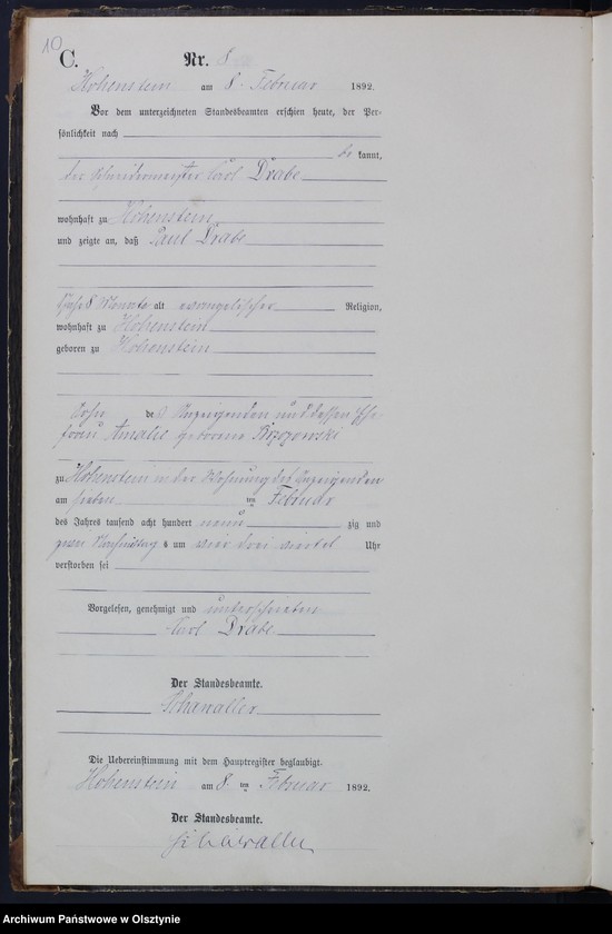 image.from.unit.number "Sterbe-Neben-Register Nr 1 - 71"