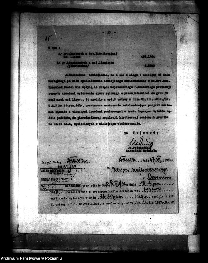 Obraz 19 z jednostki "Regulacja hipoteczna scalonych gruntów wsi Lisewo powiatu konińskiego"