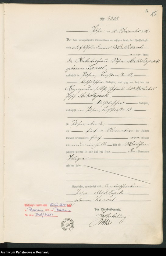 Obraz 17 z jednostki "Księga miejscowa urodzeń tom IX"