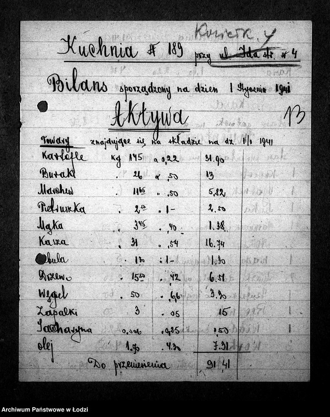 Obraz 16 z jednostki "Kuchnia N. 189 Koziełkiewicza 4 [Działalność kuchni, personel, konsumenci, kontrole]"