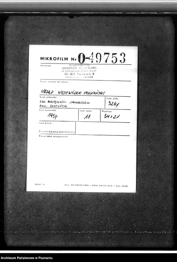 Obraz 2 z jednostki "Las majętności Dalabuszki powiat gostyński"