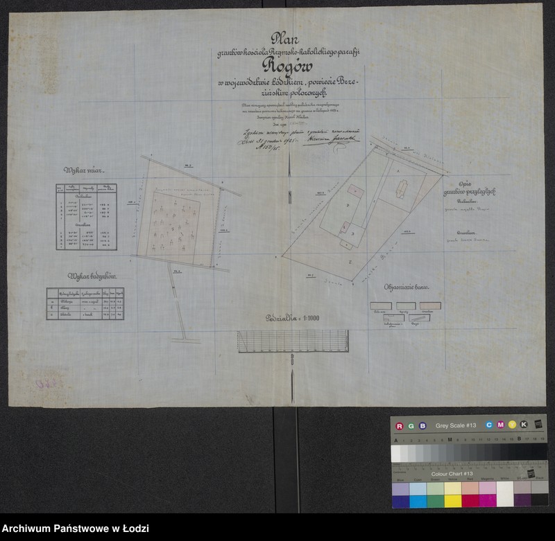Obraz 1 z jednostki "Plan gruntów kościoła Rzymsko-Katolickiego parafji Rogów ..."