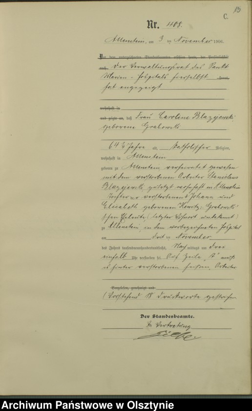 image.from.unit.number "Sterbe-Haupt-Register Tom II, Nr 398-510"