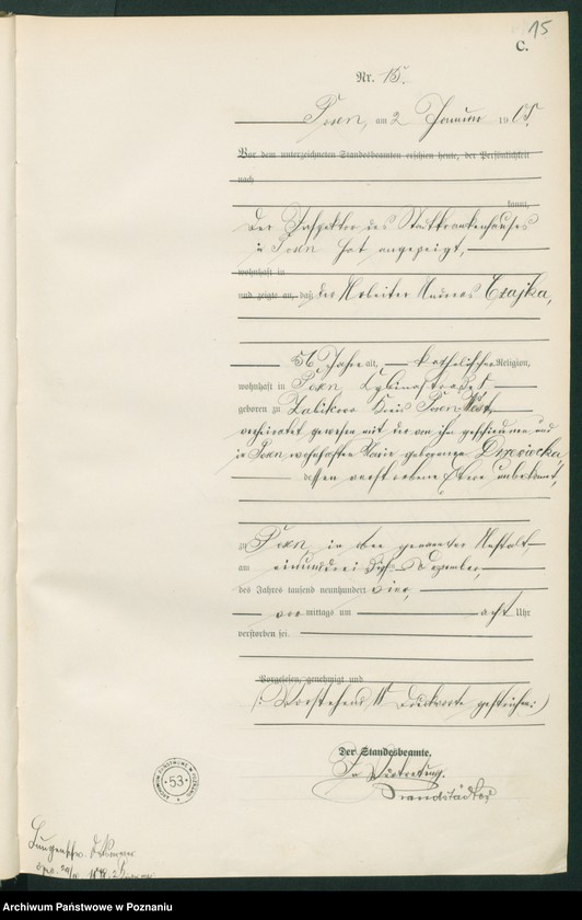 Obraz 17 z jednostki "Księga miejscowa zgonów tom I"