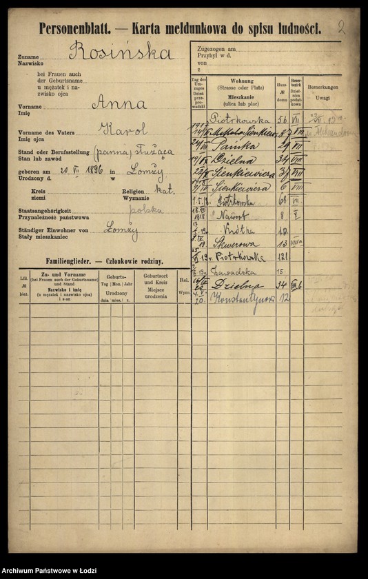 Obraz 4 z jednostki "[Spis ludności Łodzi] Rosińska-Rot"