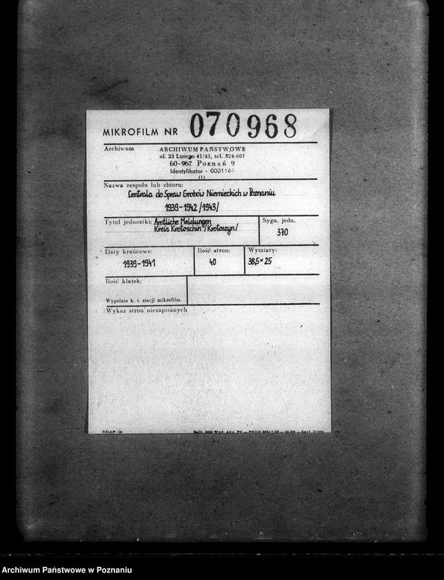 Obraz 2 z jednostki "Amtliche Meldungen Kreis Krotoschin (Krotoszyn)"