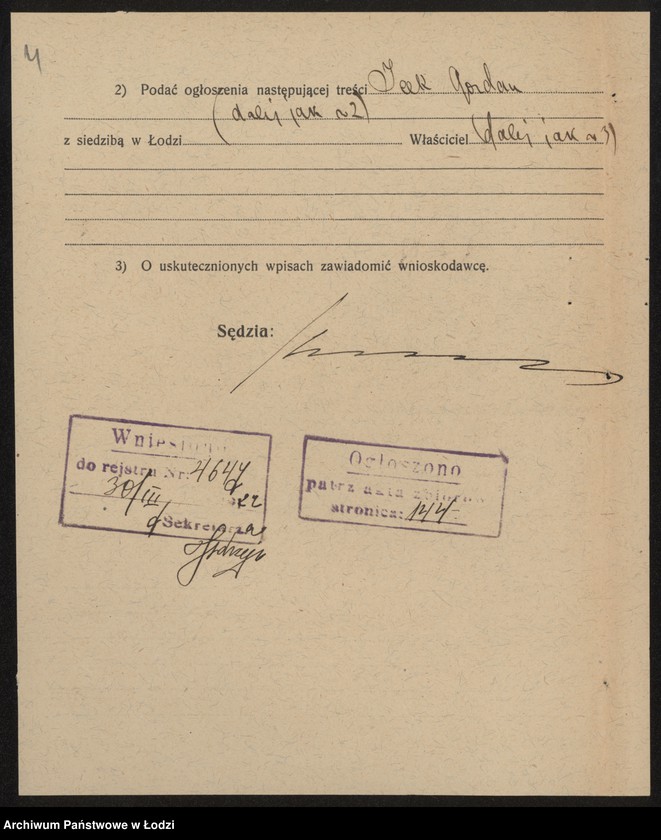 Obraz 6 z jednostki "Icek Jordan- prowadzenie zakładu zegarmistrzowskiego"