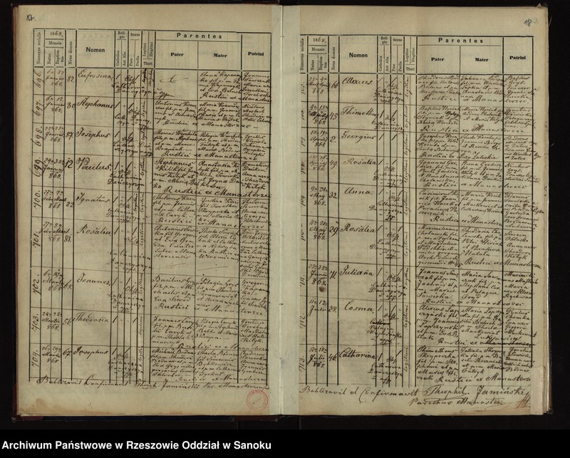image.from.unit.number "Księga urodzeń dla miejscowości Manasterzec z lat 1864-1877 oraz księga zgonów dla miejscowości Manasterzec, Łukawica, Bezmiechowa Dolna i Bezmiechowa Dolna"