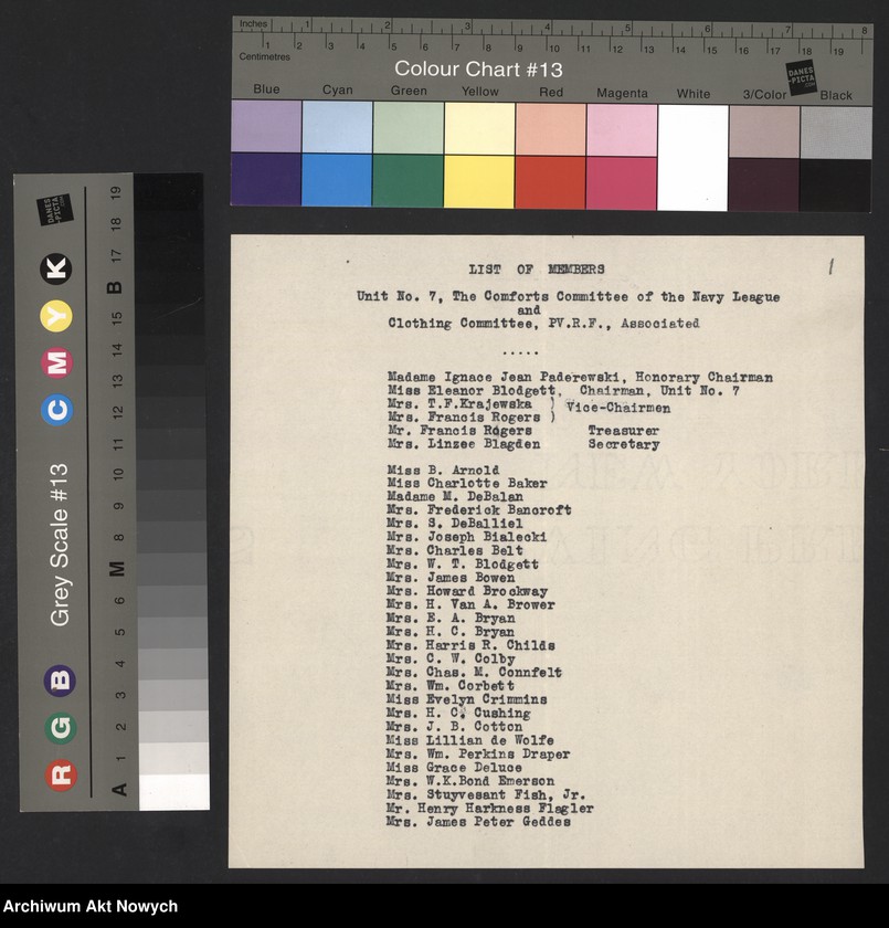 image.from.unit.number "Unit No. 7, The Comforts Committee of the Navy League and Clothing Committee of the Polish Victims Relief Fund Associated. Lista członków. Zarys działalności. Korespondencja"