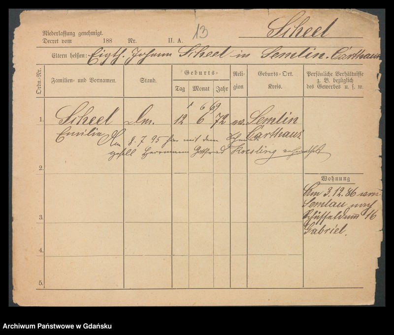 image.from.unit.number "Karty meldunkowe: Scheeffer - Scheibe"