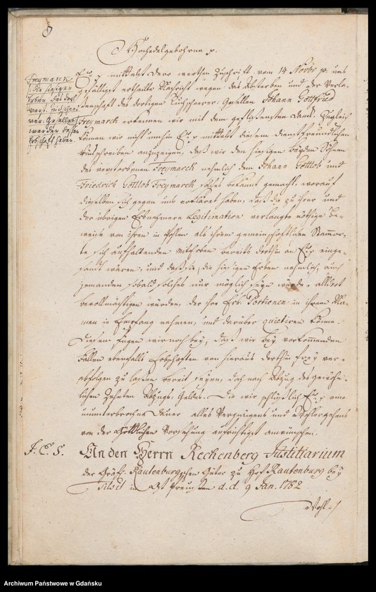 image.from.unit.number "[Liber missivarum]. Register über vorstehende Briefe von Jahr 1782. Register derer an welche vorstehende Briefe geschrieben worden vom J. 1782"
