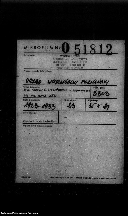 Obraz 2 z jednostki "Młyn parowy E. Litwińskiego w Szamotułach nr woj. kotła 162"