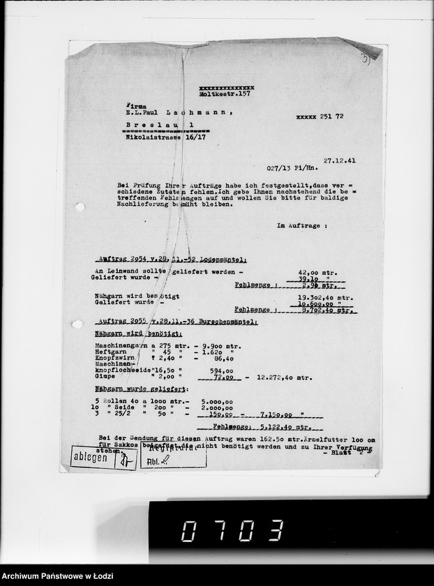 Obraz 8 z jednostki "[Korespondencja z urzędami, instytucjami i firmami] Lit.Lo-Lod."