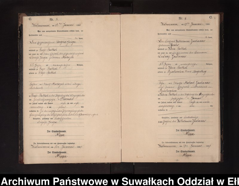 Obraz 9 z jednostki "Sterbe-Neben-Register des Preussischen Standes-Amtes Widminnen Kreis Loetzen"