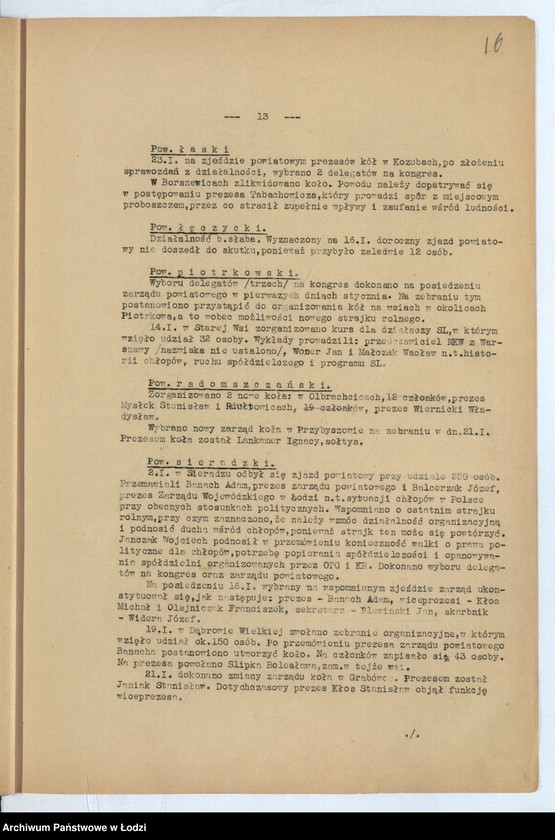 Obraz 19 z jednostki "[Sprawozdania miesięczne wojewody z ruchu zawodowego, społecznego i narodowościowego]"