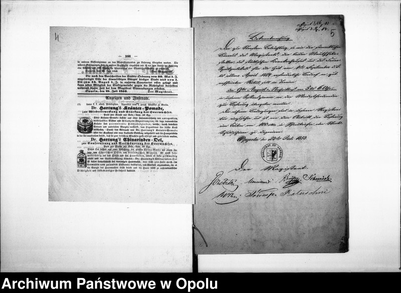Obraz 7 z jednostki "Acta des Magistrats zu Oppeln betreffend: die Strassen-Beleuchtung und Verdingung der Oellieferung. de Anno 1853"