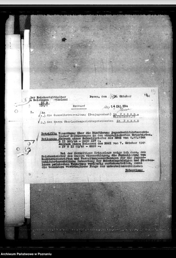 Obraz 16 z jednostki "Einführung jugendwohlfahrtrechtlicher Bestimmungen in den Ostgebieten"