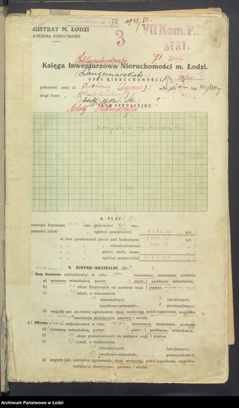 Obraz 4 z jednostki "Księga inwentarzowa nieruchomości m. Łodzi ul. Legionów"