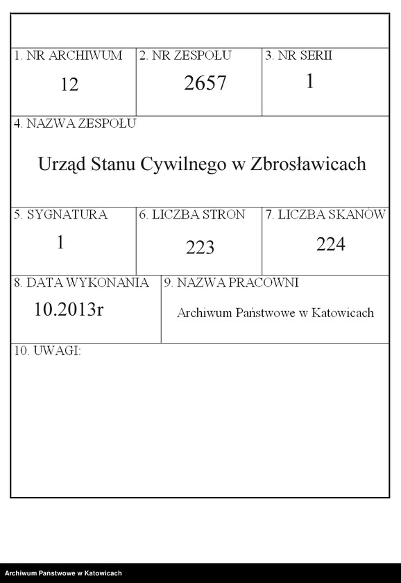 Obraz z zespołu "Urząd Stanu Cywilnego w Zbrosławicach"