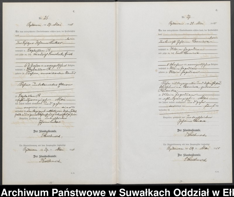 image.from.unit.number "C 2. Sterbe=Register (Neben=Register) Standesamt Rydzewen"